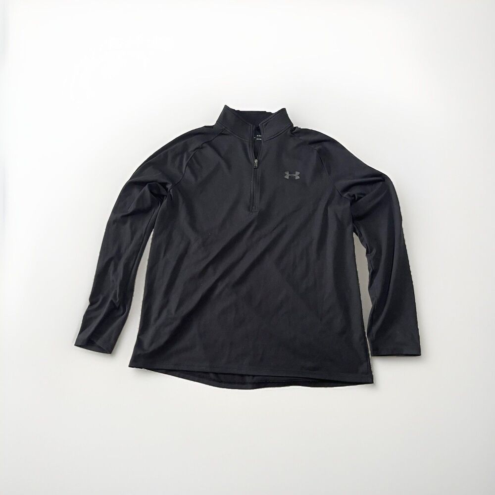 Under Armour Mens Size Large HeatGear Tech 1/4 Zip Pullover Shirt Black